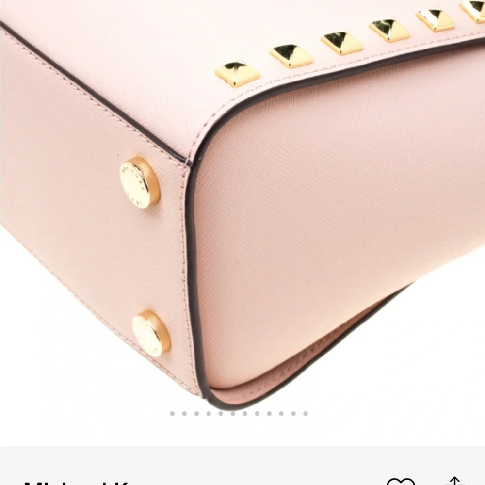 Michael Kors Selma Blush Pink Satchel with Gold Studs Like New! No tags